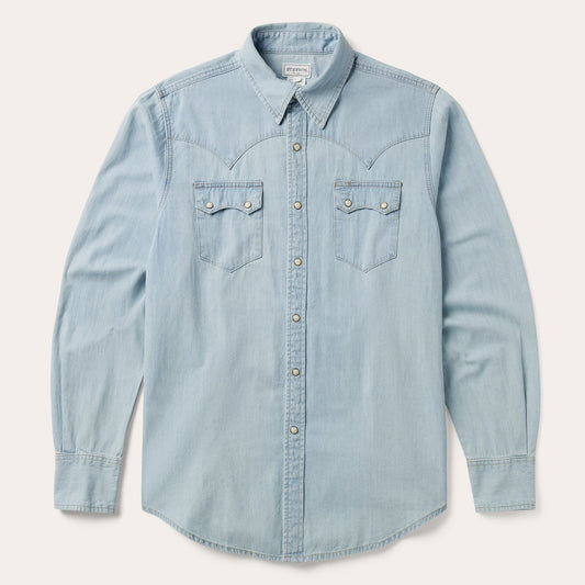 Light Blue Denim Western Shirt | Stetson Blue