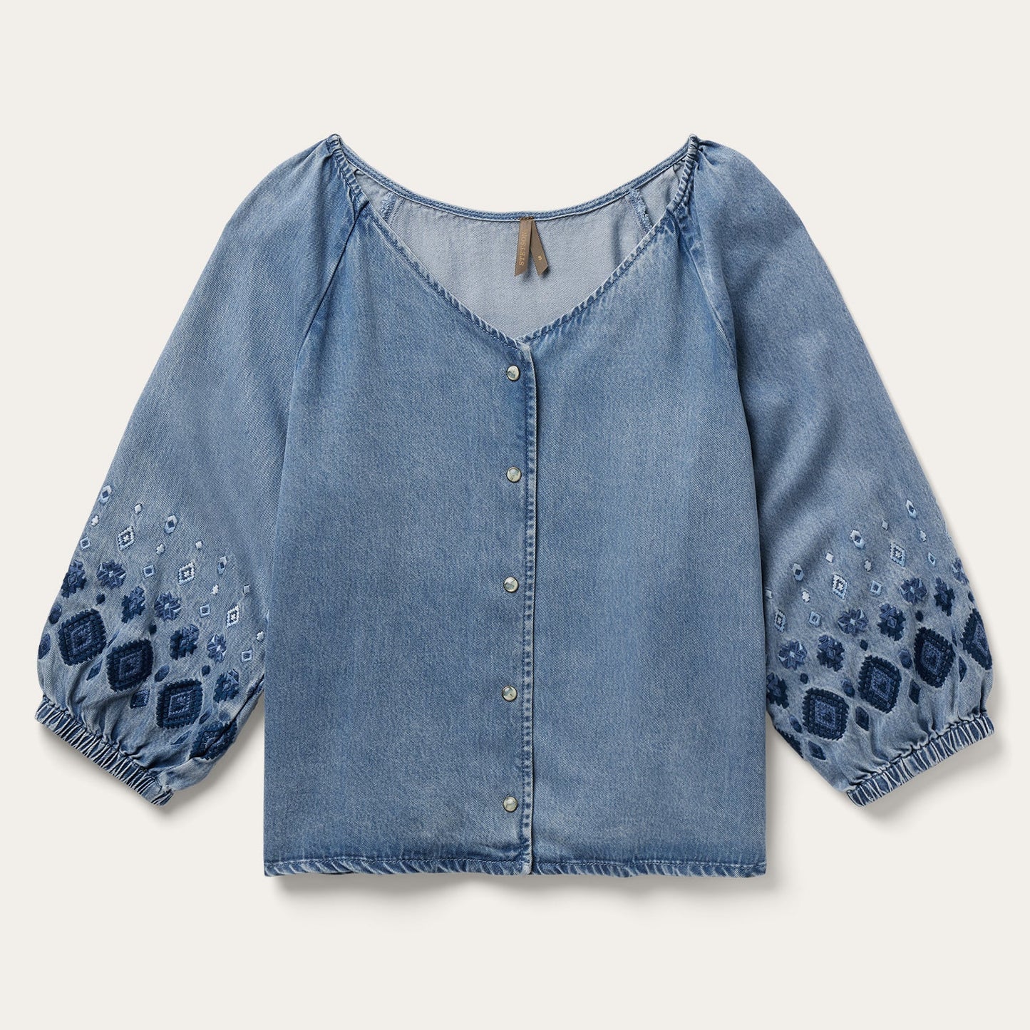 Denim Snap Front Blouse | Stetson Blue