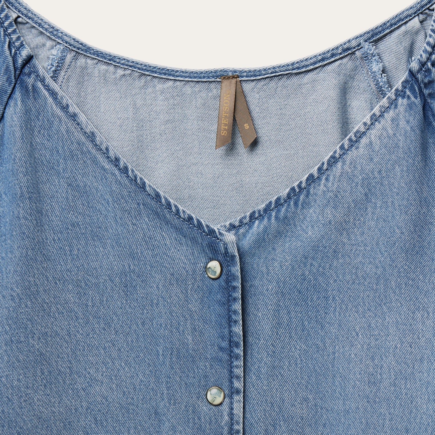 Denim Snap Front Blouse | Stetson Blue