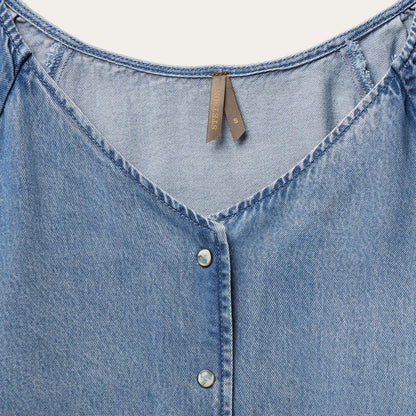 Denim Snap Front Blouse | Stetson Blue