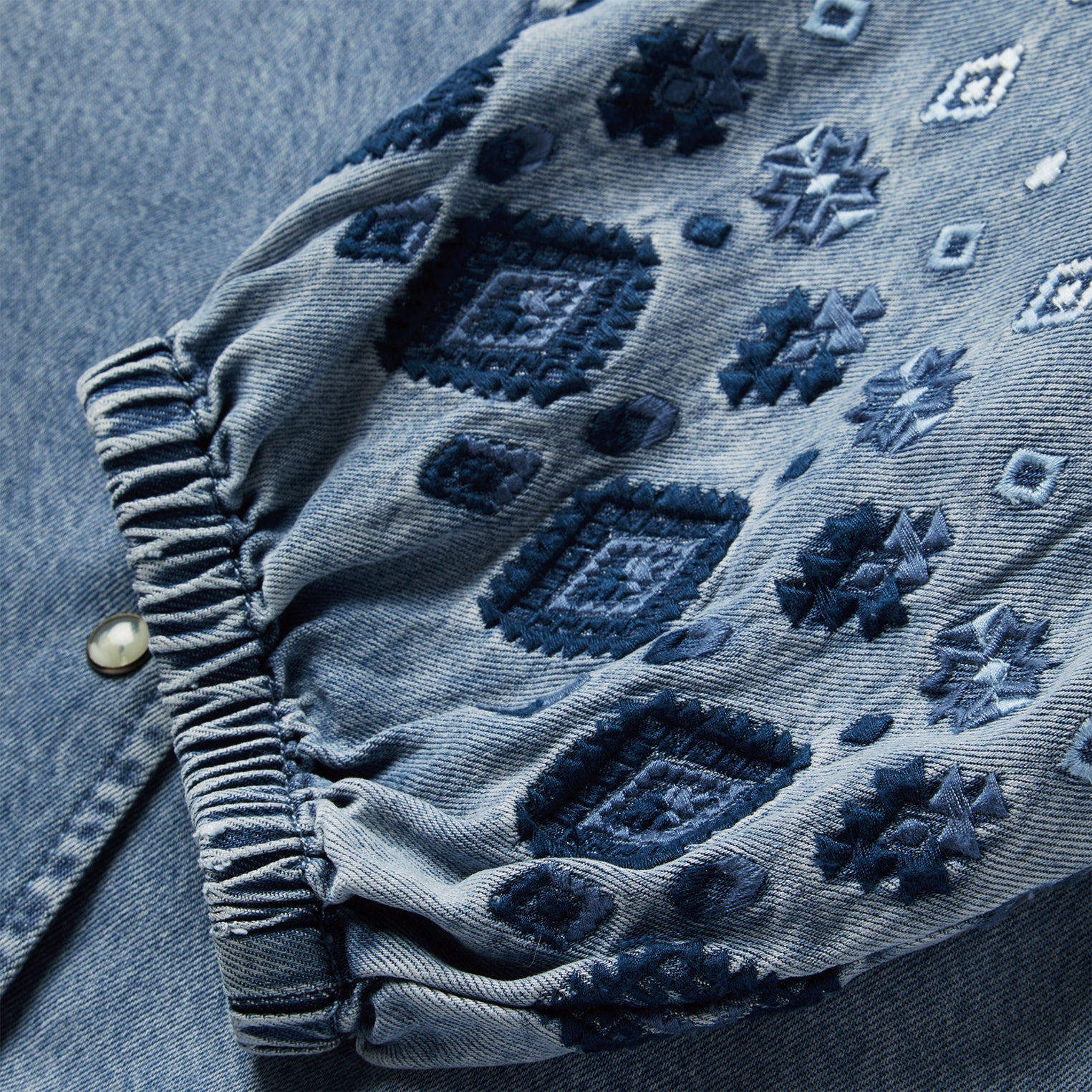 Denim Snap Front Blouse | Stetson Blue