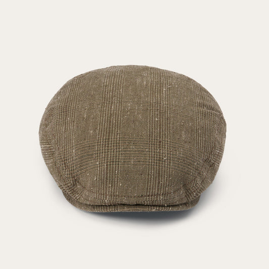 Glen Check Linen/Silk Kent Cap | Stetson Olive Check