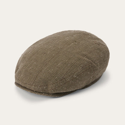 Glen Check Linen/Silk Kent Cap | Stetson Olive Check
