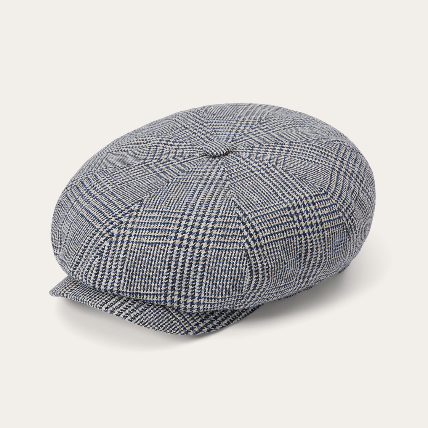 Glen Check Silk/Cotton 8-Panel Cap | Stetson Blue Check
