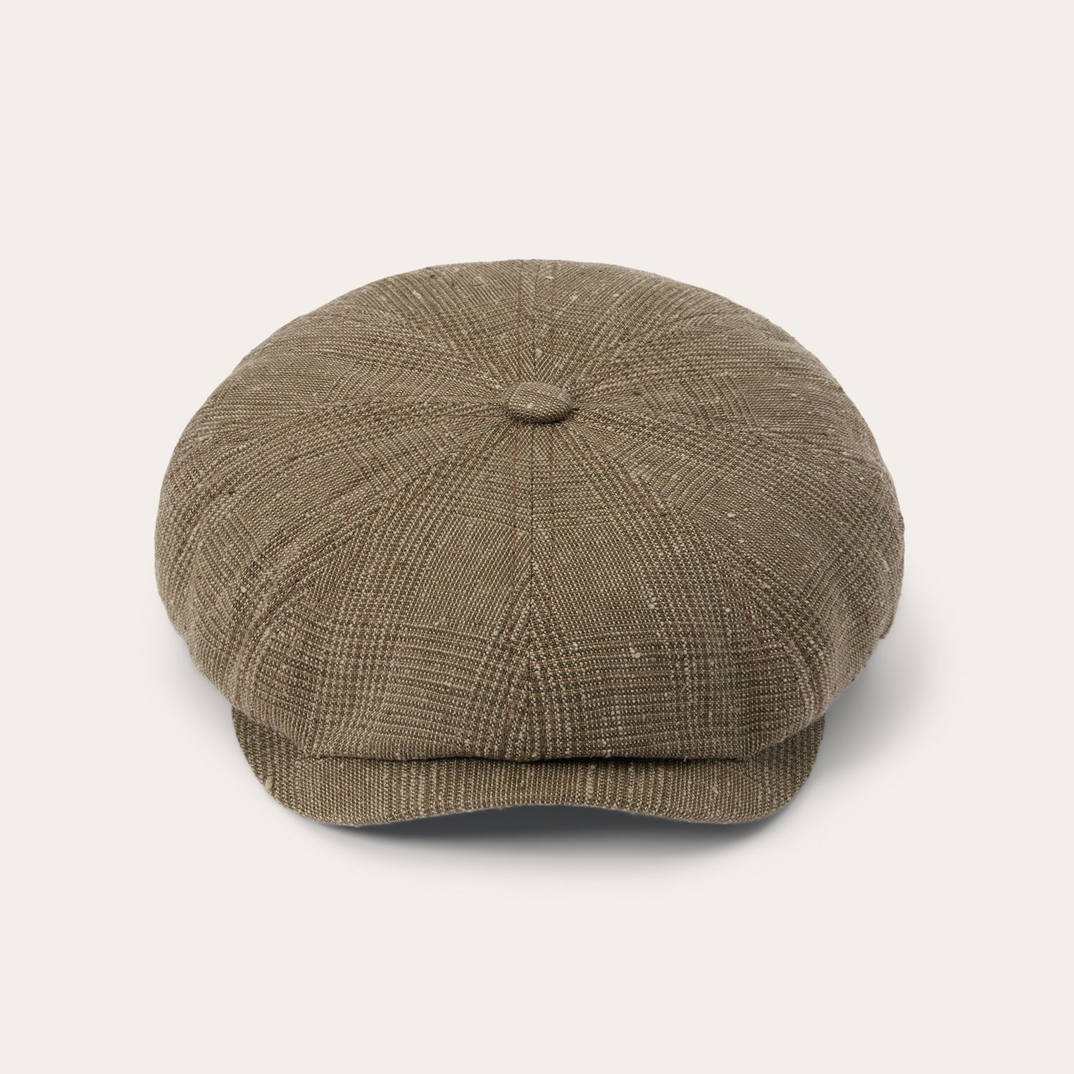 Glen Check Linen/Silk Hatteras Cap | Stetson Olive Check