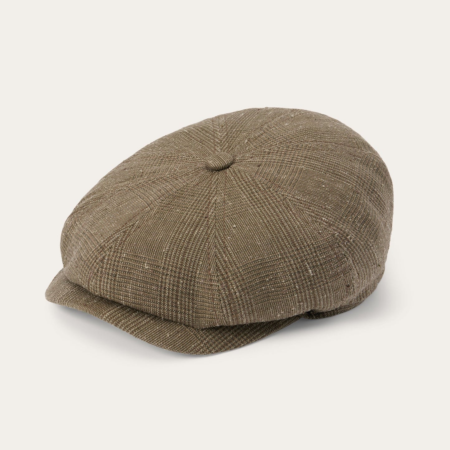 Glen Check Linen/Silk Hatteras Cap | Stetson Olive Check