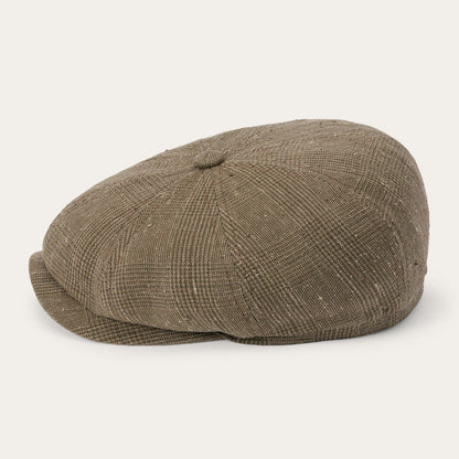 Glen Check Linen/Silk Hatteras Cap | Stetson Olive Check