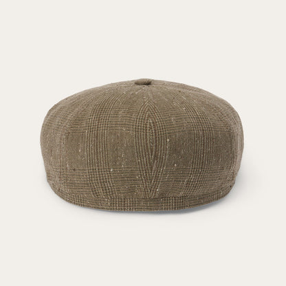 Glen Check Linen/Silk Hatteras Cap | Stetson Olive Check