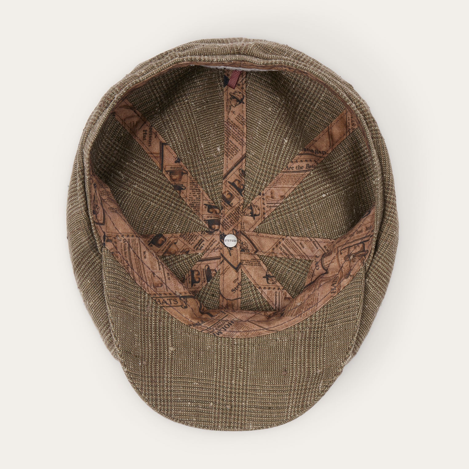 Glen Check Linen/Silk Hatteras Cap | Stetson Olive Check