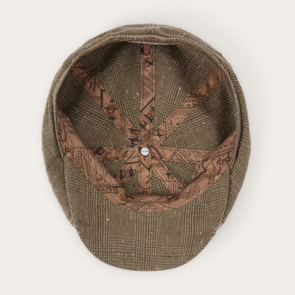 Glen Check Linen/Silk Hatteras Cap | Stetson Olive Check