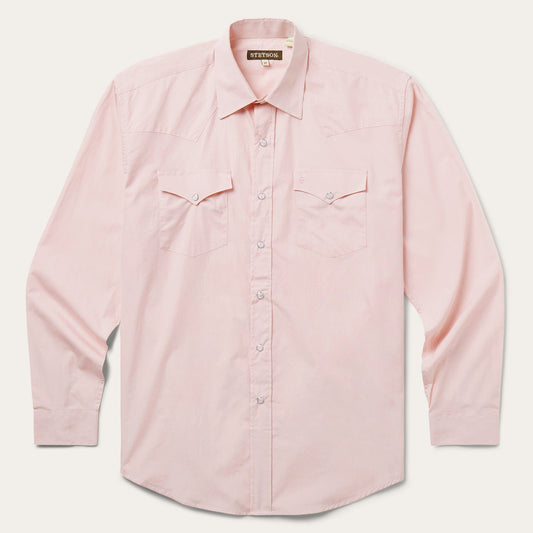 Pink End-On-End Western Shirt | Stetson Pink
