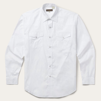 White Pinpoint Oxford Western Shirt | Stetson White