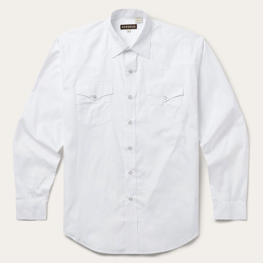 White Pinpoint Oxford Western Shirt | Stetson White