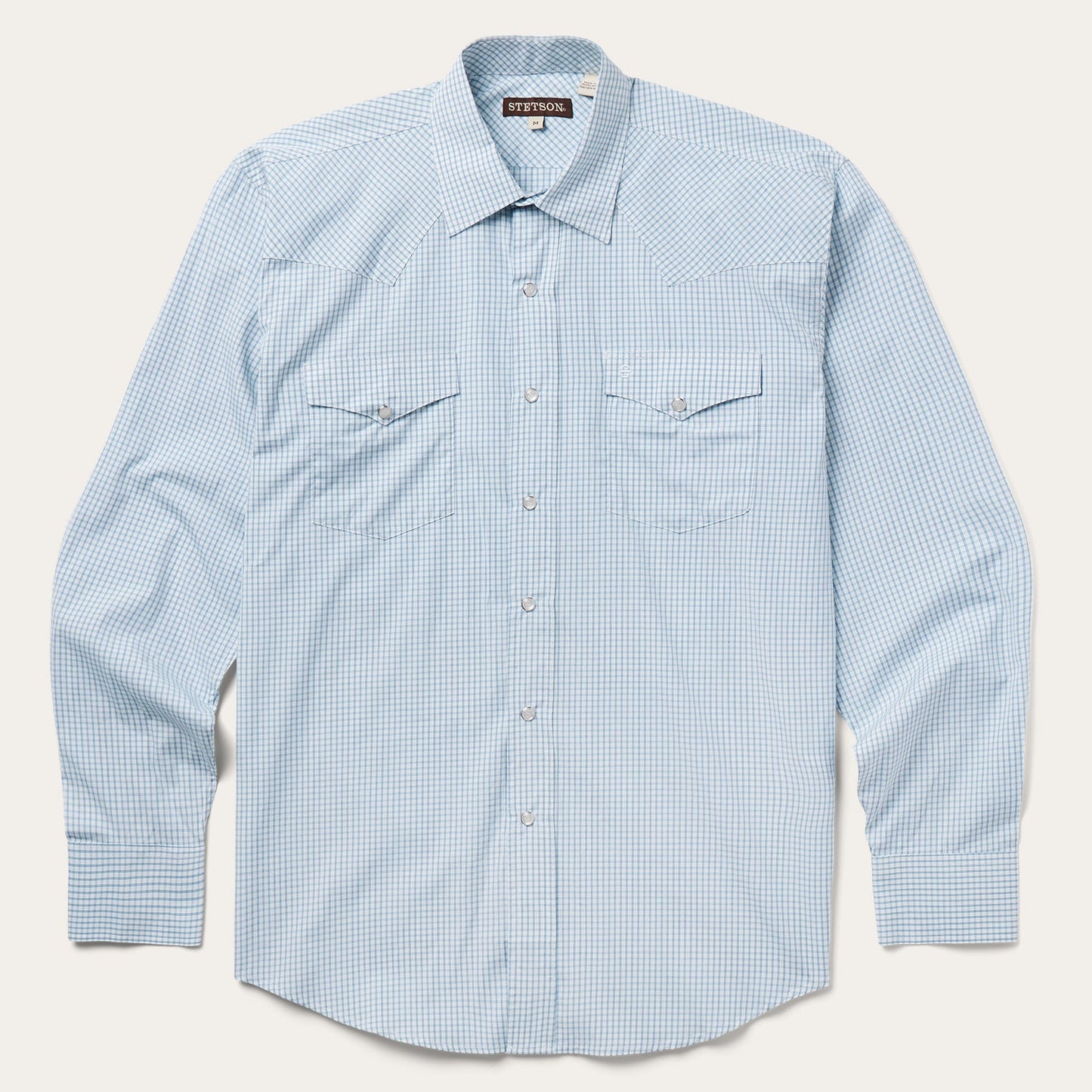 Two Stripe Check Western Shirt | Stetson Blue