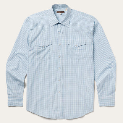 Two Stripe Check Western Shirt | Stetson Blue