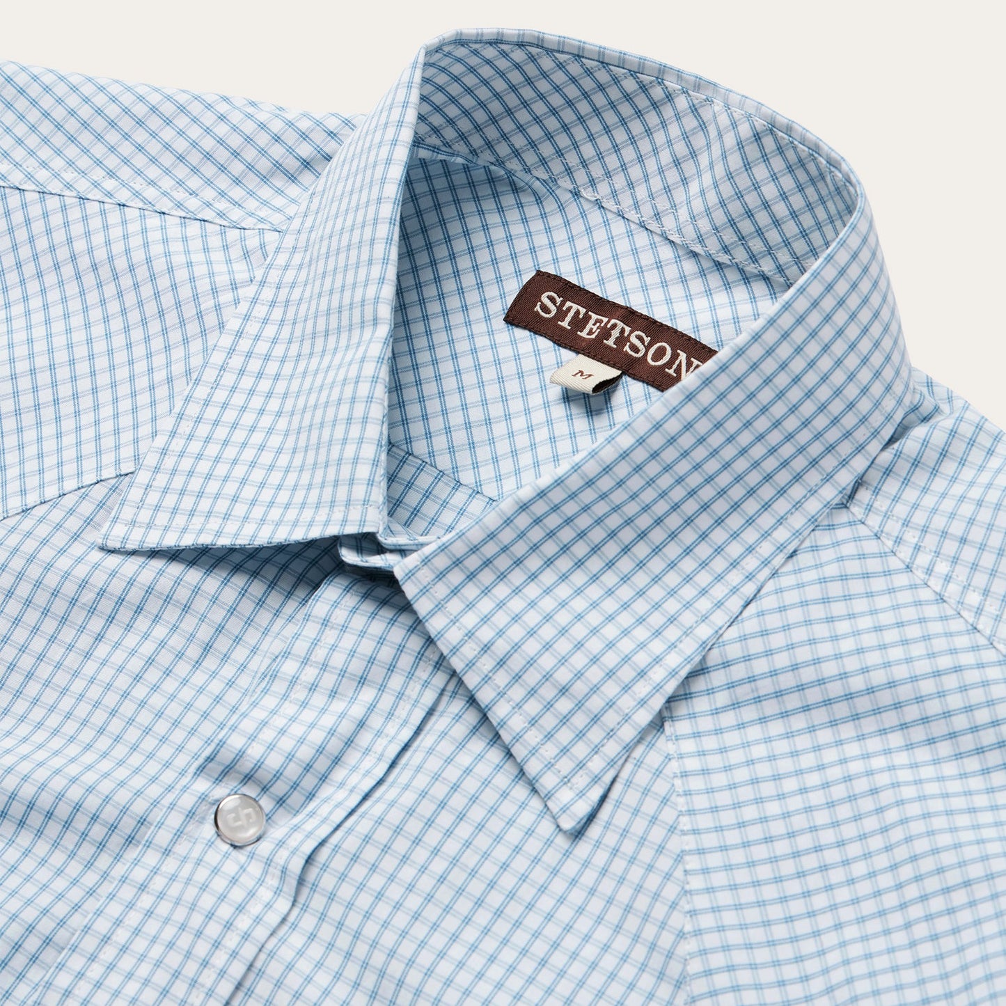 Two Stripe Check Western Shirt | Stetson Blue