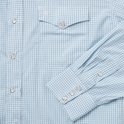 Two Stripe Check Western Shirt | Stetson Blue