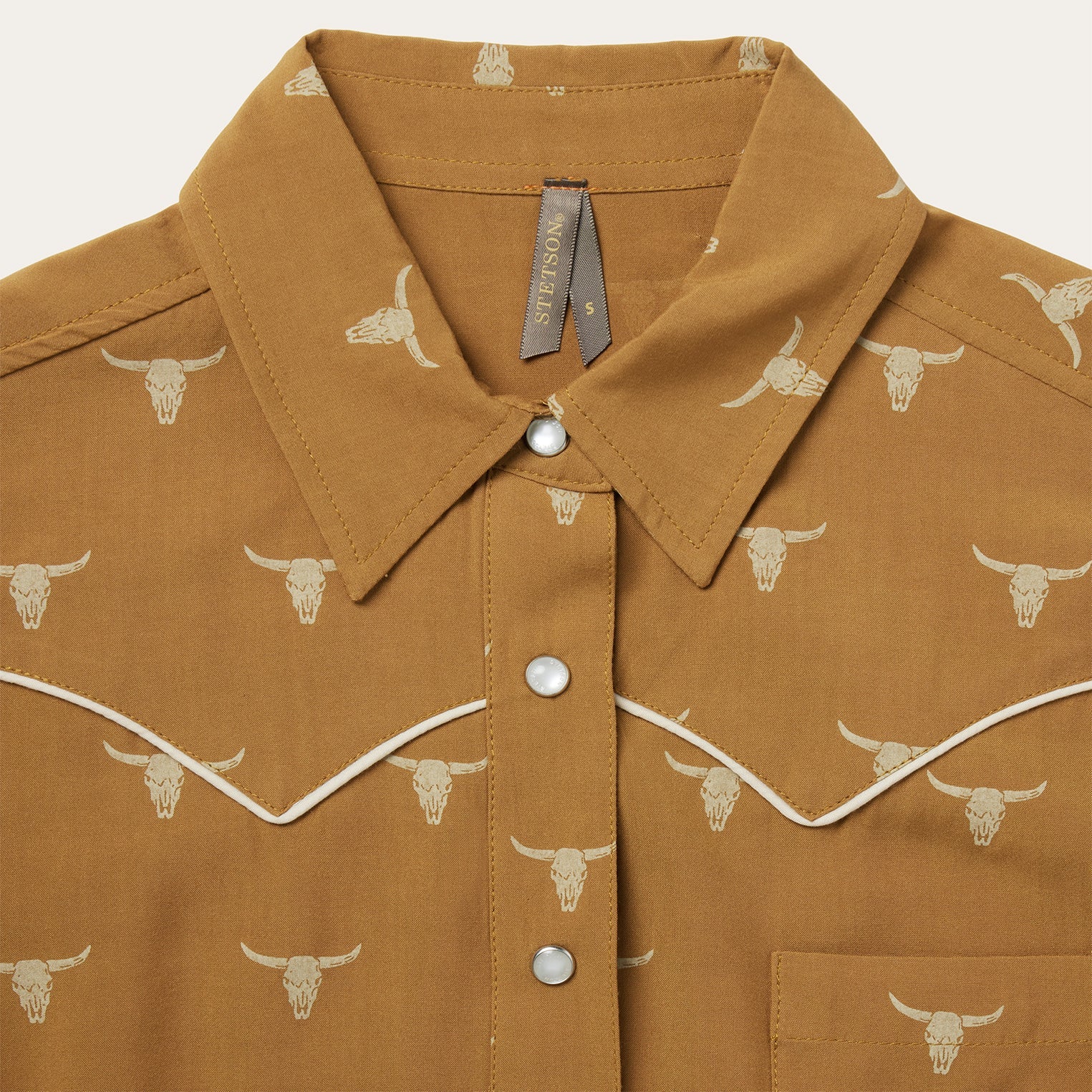 Mojave Longhorn Print Snap Western Shirt | Stetson Brown