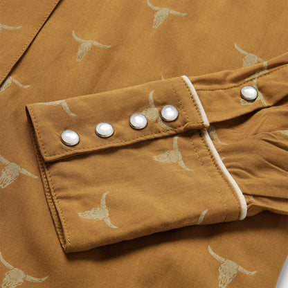 Mojave Longhorn Print Snap Western Shirt | Stetson Brown
