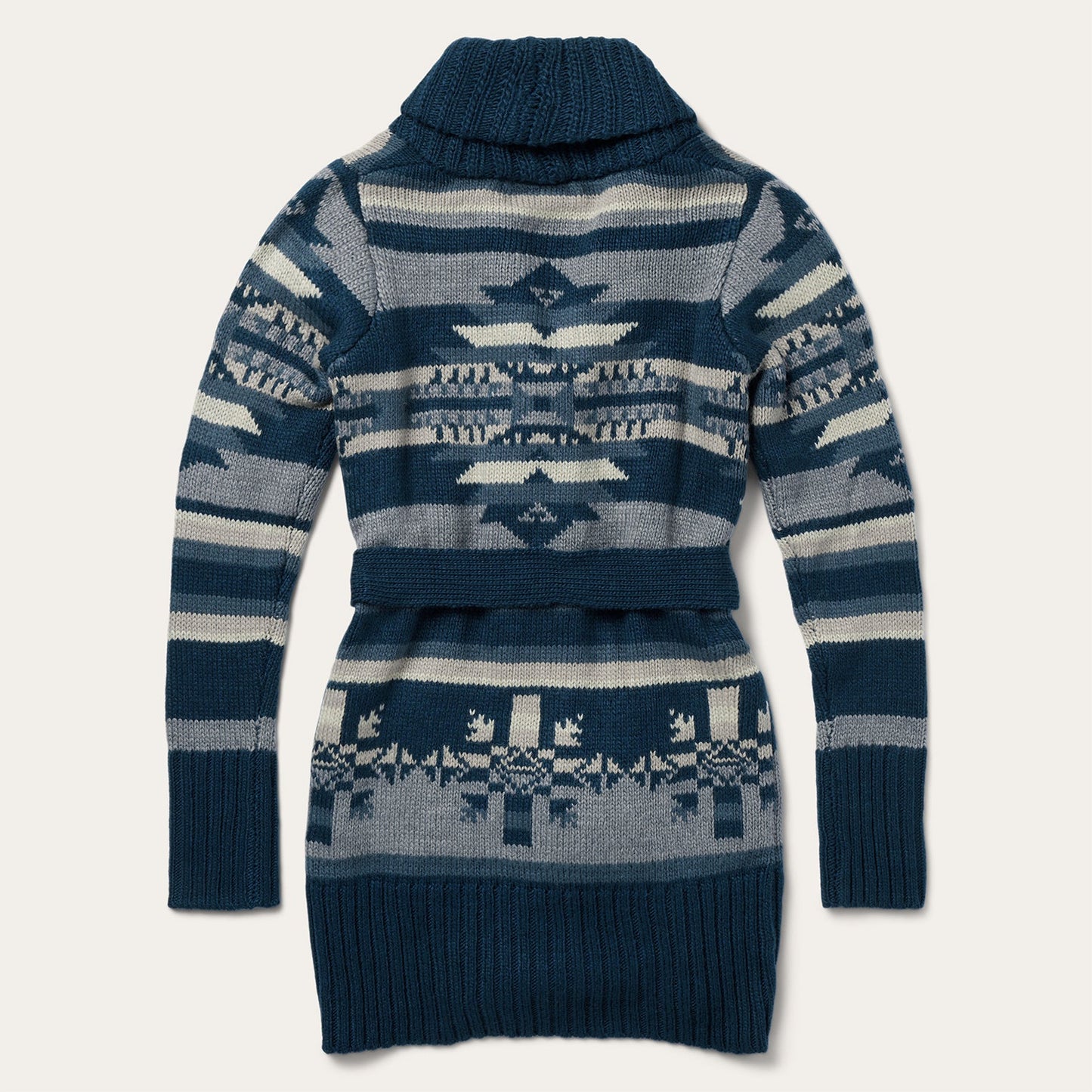 Indigo Aztec Belted Cardigan | Stetson Blue