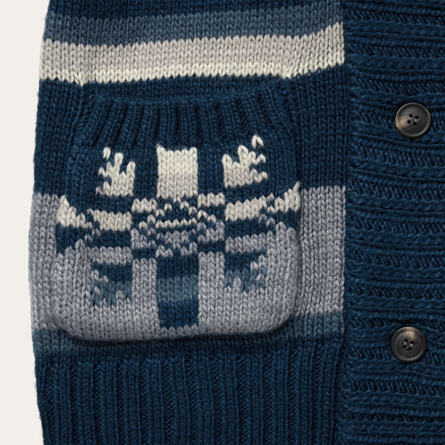 Indigo Aztec Belted Cardigan | Stetson Blue