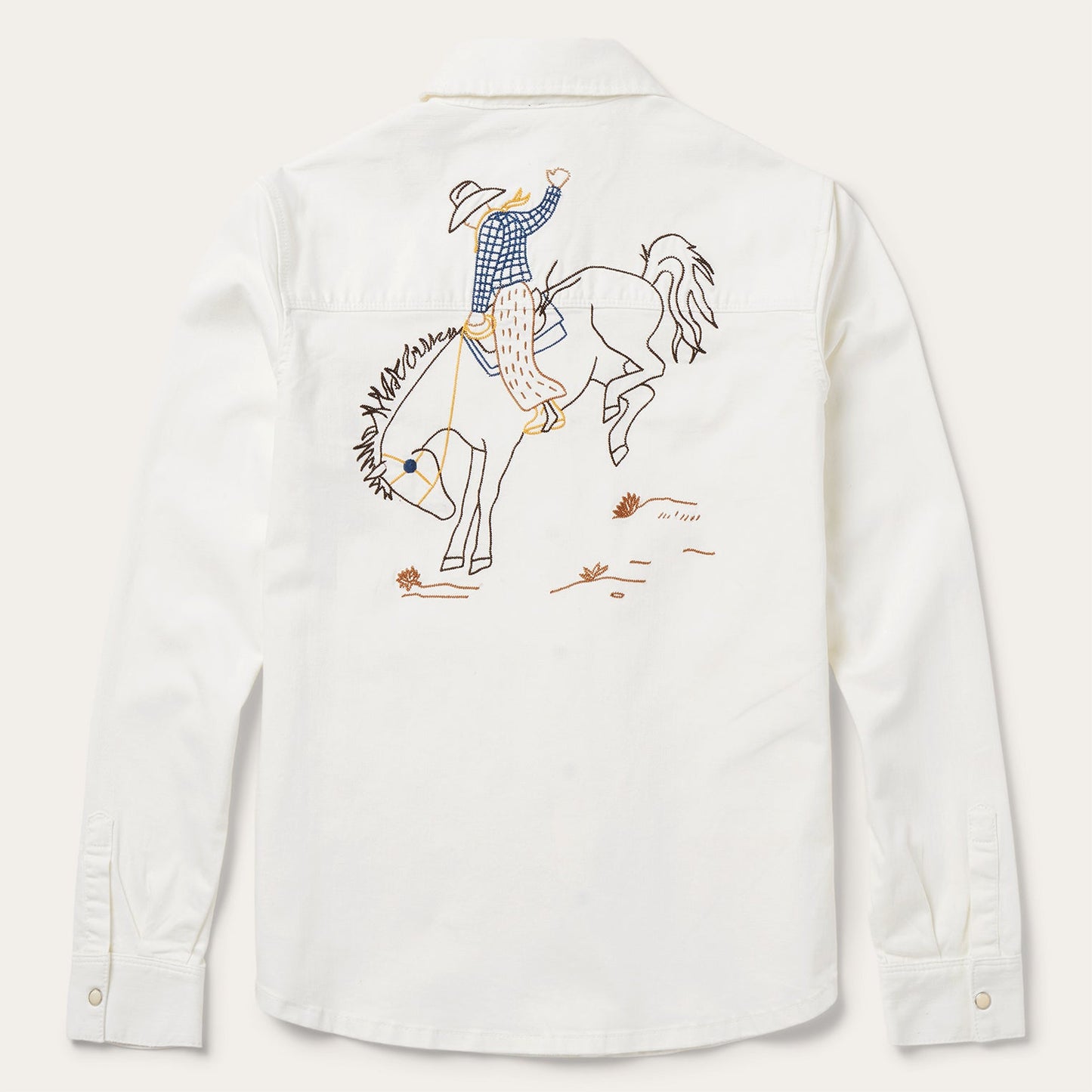 Western Embroidered Denim Shirt | Stetson White