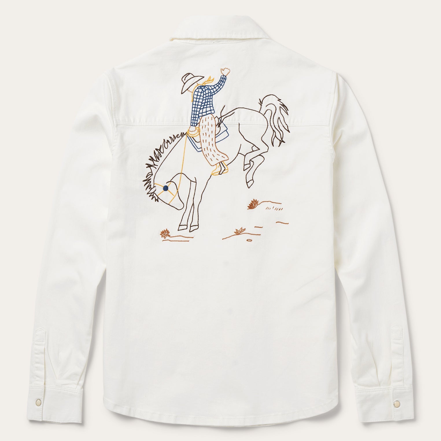Western Embroidered Denim Shirt | Stetson White