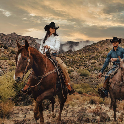 Western Embroidered Denim Shirt | Stetson White