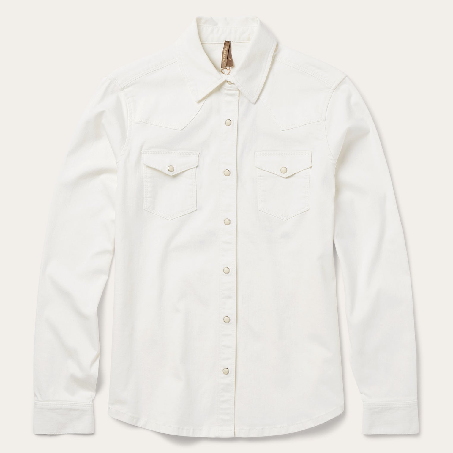 Western Embroidered Denim Shirt | Stetson White