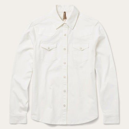 Western Embroidered Denim Shirt | Stetson White