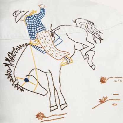 Western Embroidered Denim Shirt | Stetson White