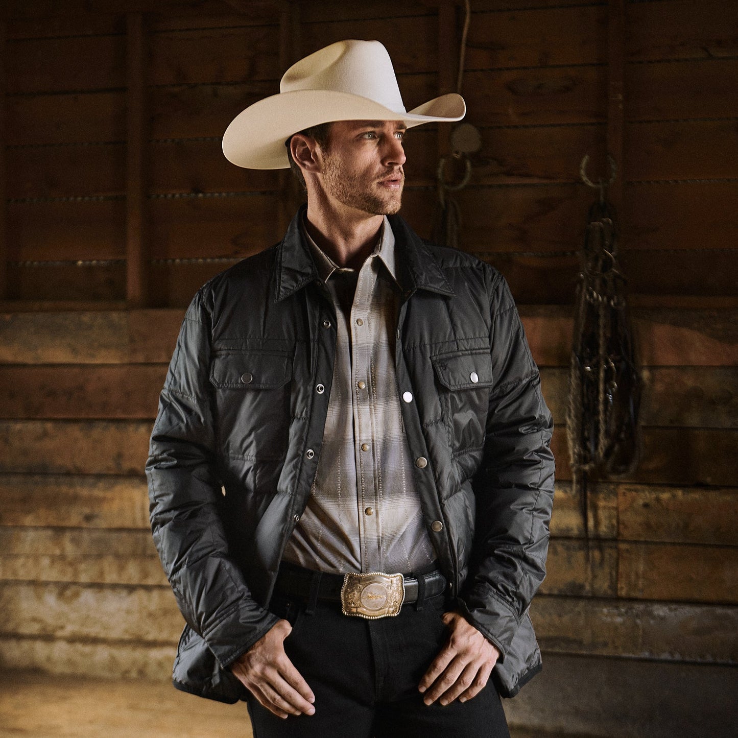 Serape Dobby Twill Western Shirt | Stetson Brown