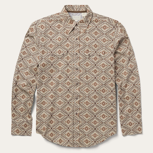 Brown Aztec Poplin Western Shirt | Stetson Brown