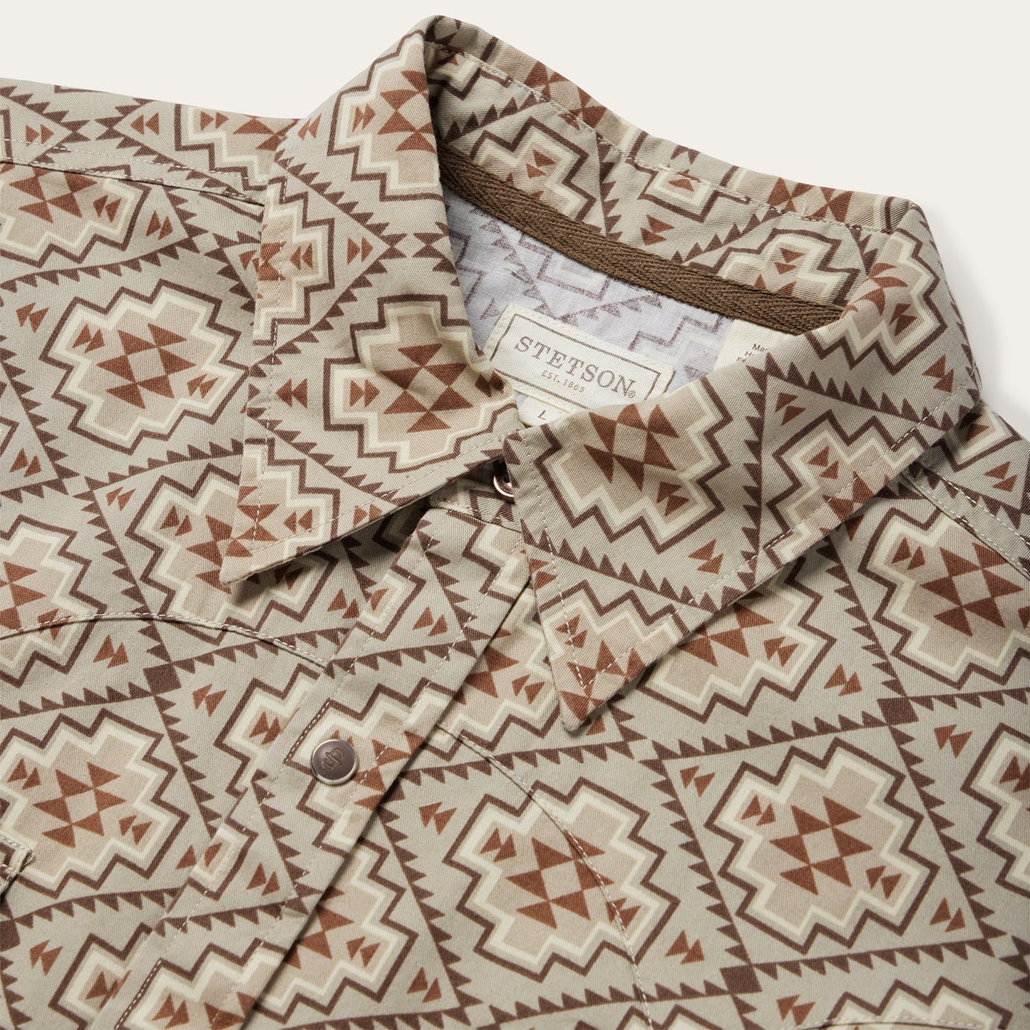 Brown Aztec Poplin Western Shirt | Stetson Brown