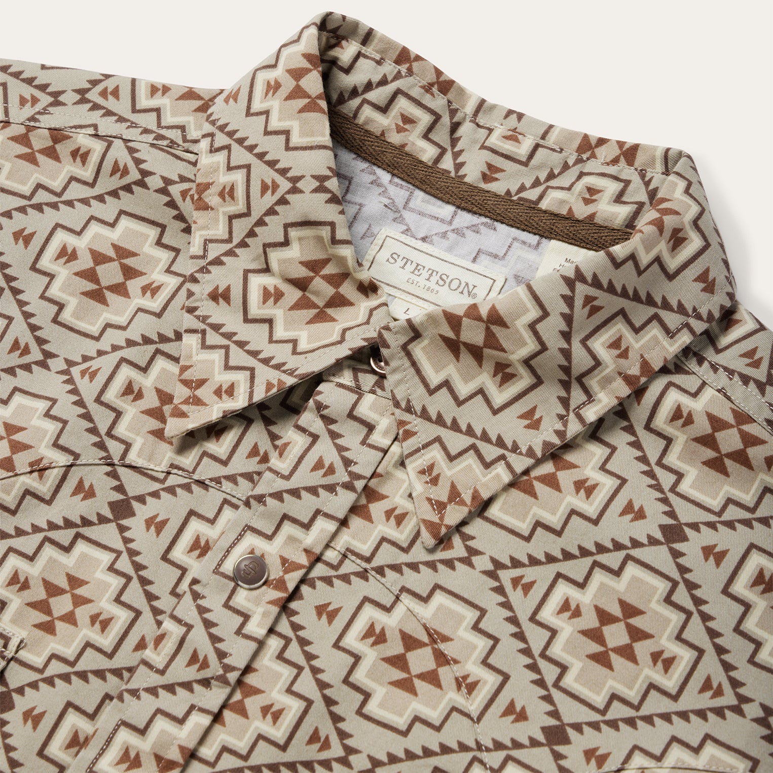 Brown Aztec Poplin Western Shirt | Stetson Brown