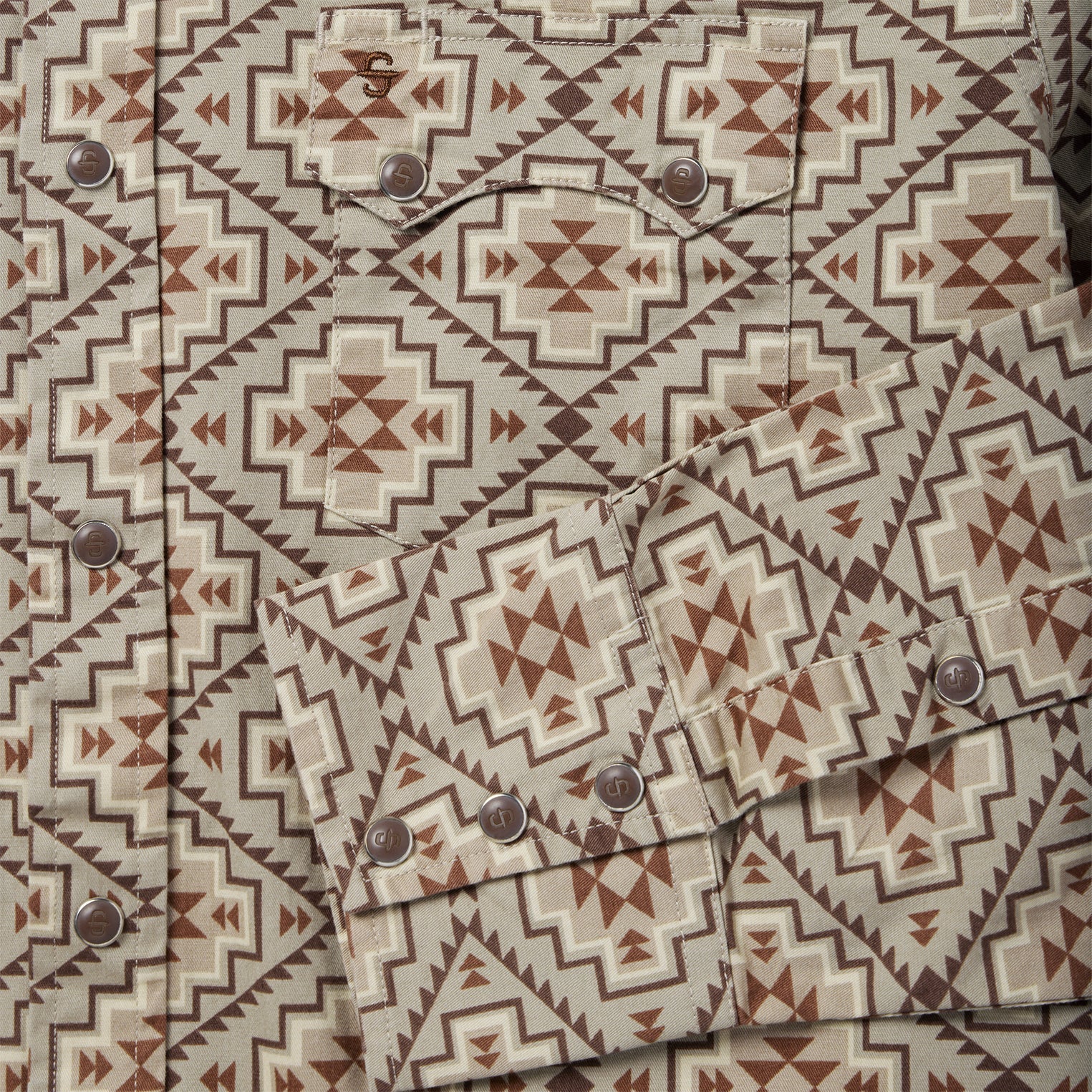 Brown Aztec Poplin Western Shirt | Stetson Brown