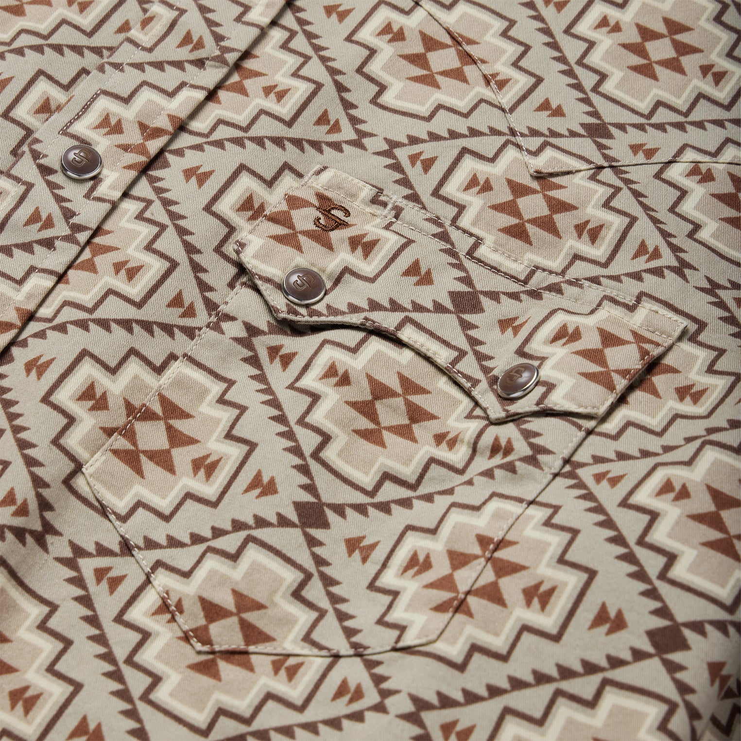 Brown Aztec Poplin Western Shirt | Stetson Brown