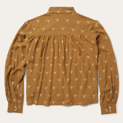 Mojave Longhorn Print Poet Blouse | Stetson Brown