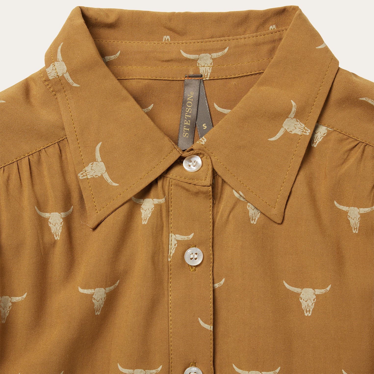 Mojave Longhorn Print Poet Blouse | Stetson Brown