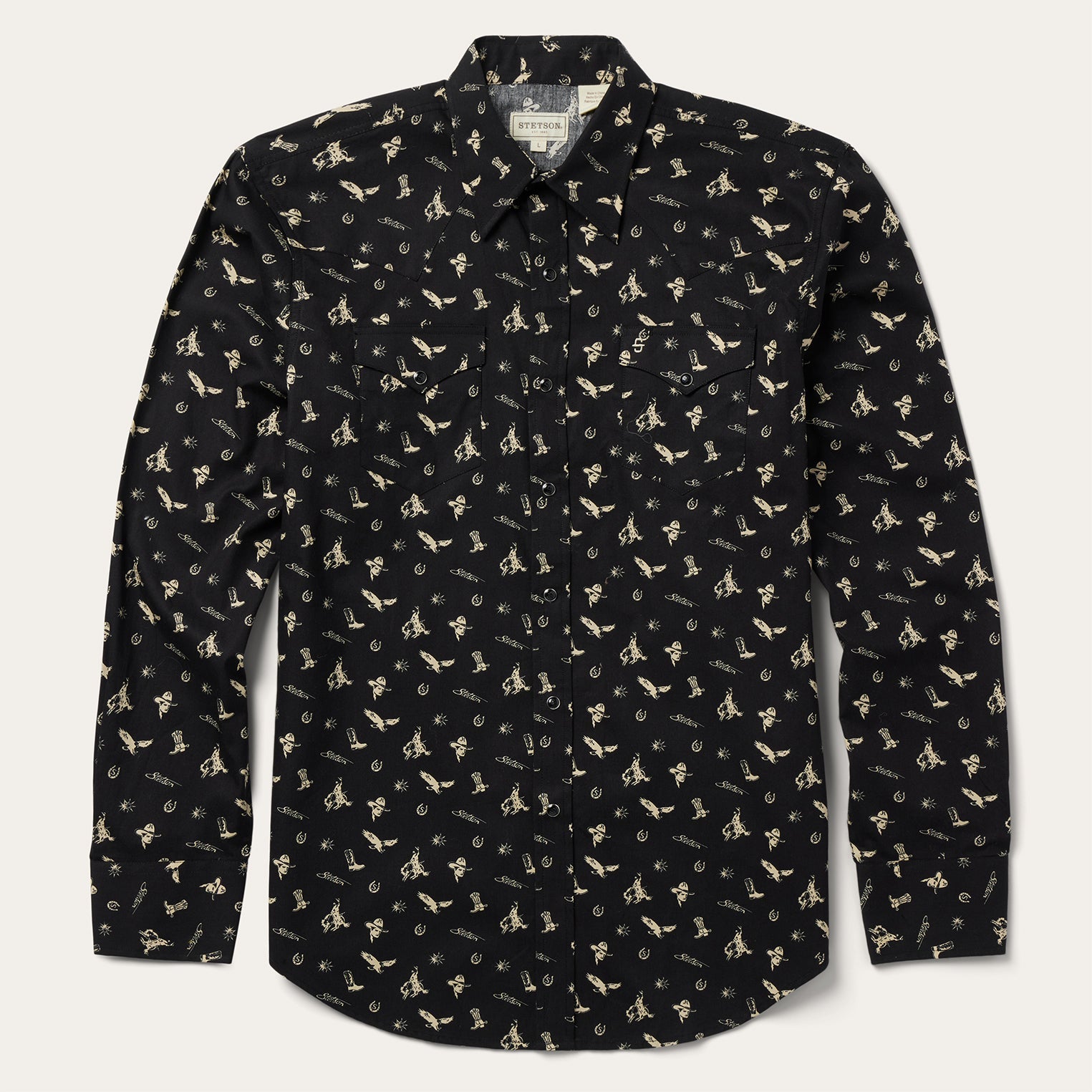 Conversation Print Western Shirt | Stetson Black