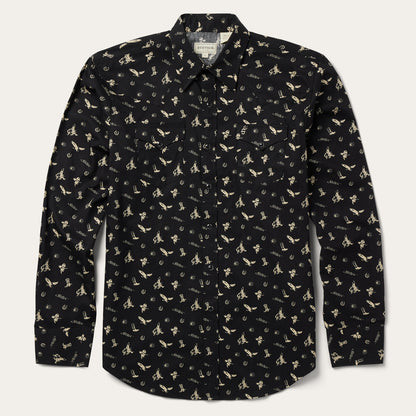 Conversation Print Western Shirt | Stetson Black