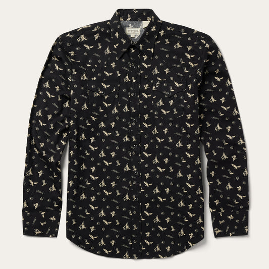 Conversation Print Western Shirt | Stetson Black