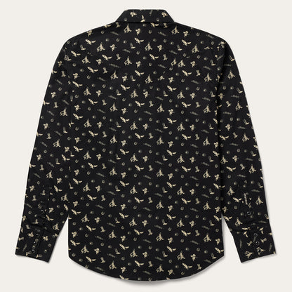 Conversation Print Western Shirt | Stetson Black