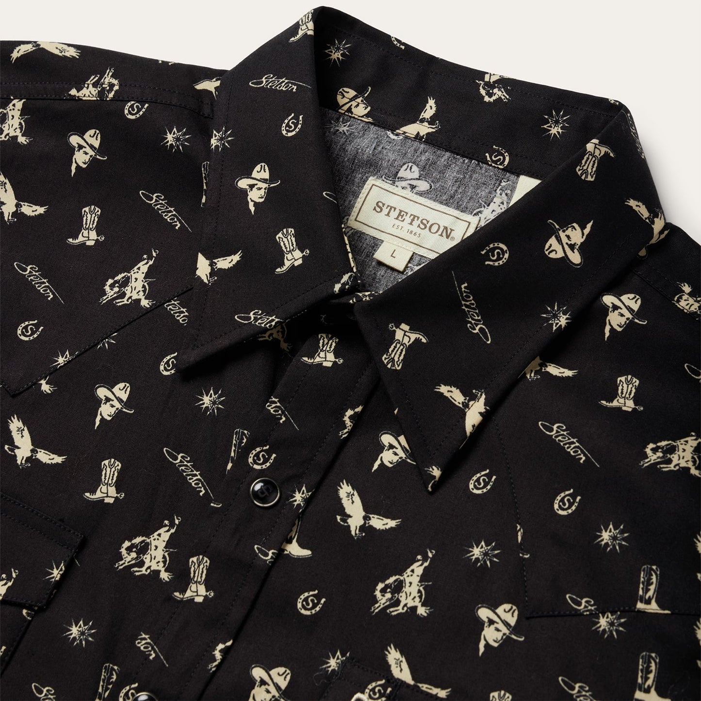 Conversation Print Western Shirt | Stetson Black