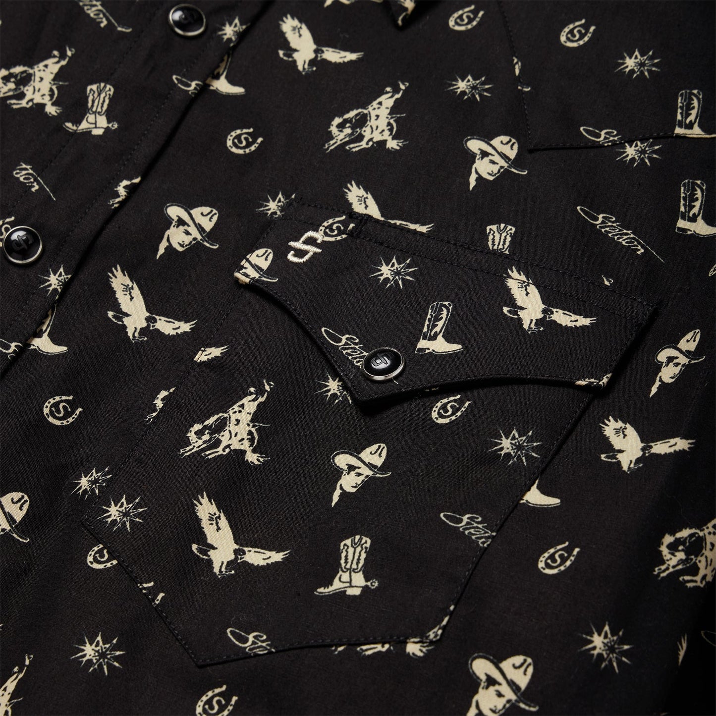 Conversation Print Western Shirt | Stetson Black