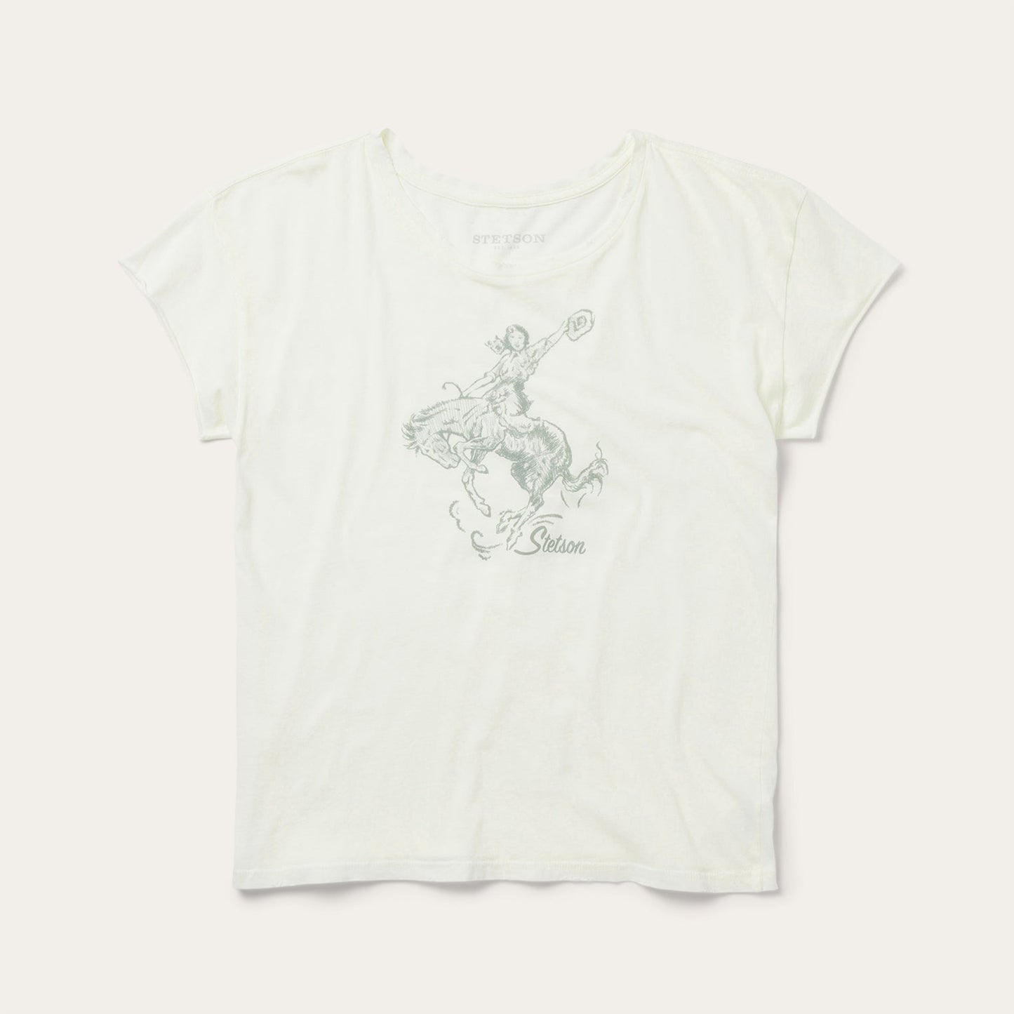Bucking Cowgirl Graphic Tee | Stetson White
