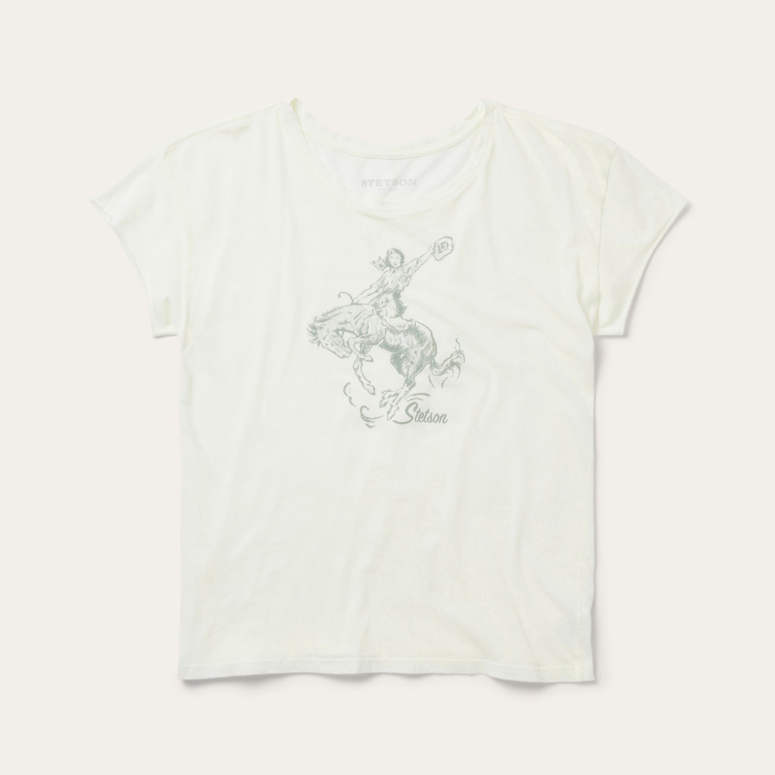 Bucking Cowgirl Graphic Tee | Stetson White