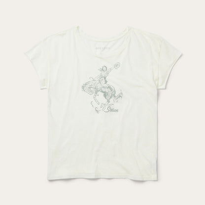 Bucking Cowgirl Graphic Tee | Stetson White