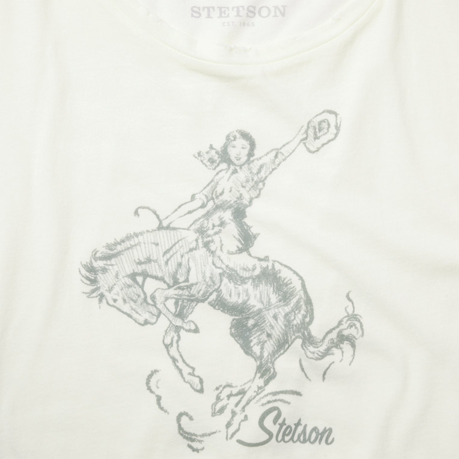 Bucking Cowgirl Graphic Tee | Stetson White