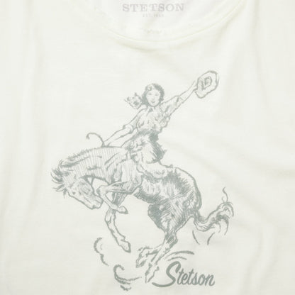 Bucking Cowgirl Graphic Tee | Stetson White